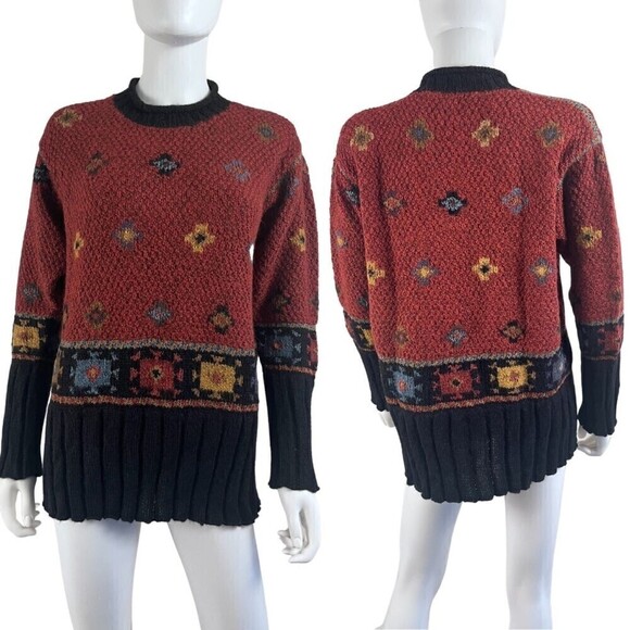 Peruvian Connection Alpaca Size M Southwestern Knit Pullover Cowlneck Sweater - Picture 1 of 11